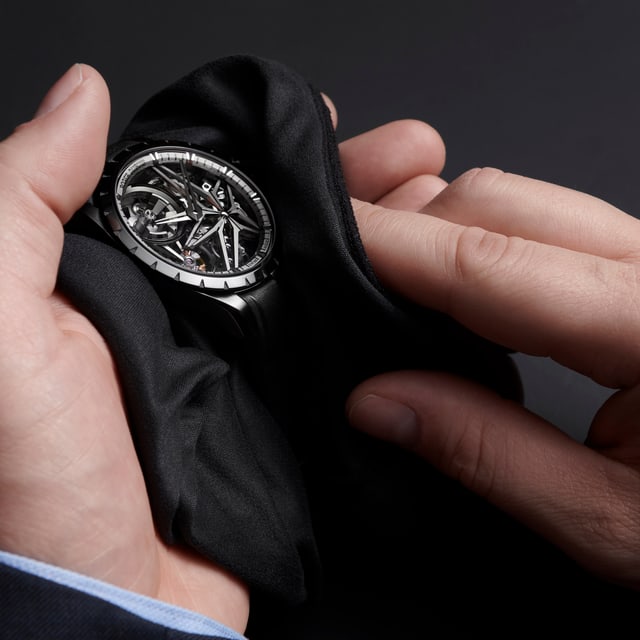Roger Dubuis care & maintenance watch being cleaned