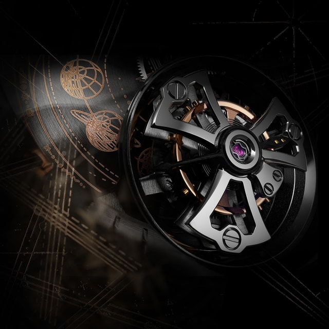 Detail of the tourbillon on Dr Woo's watch