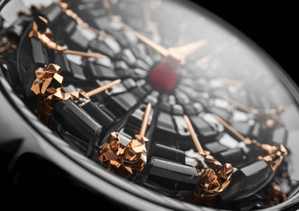 Knights of the Round Table Damascus Titanium watch detail