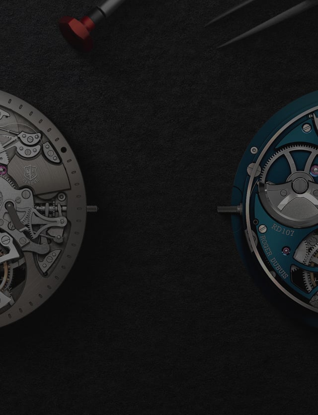 Roger Dubuis font and back RD107 caliber details